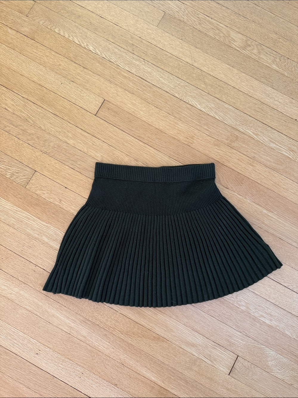 aerie green Pleated Knit Skater Mini Skirt